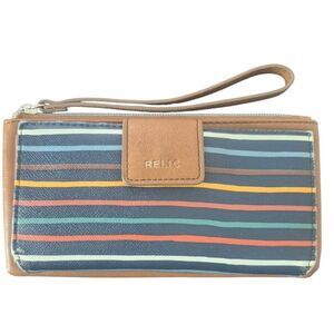 Relic Blue & Brown Striped Wallet with Wrist Strap